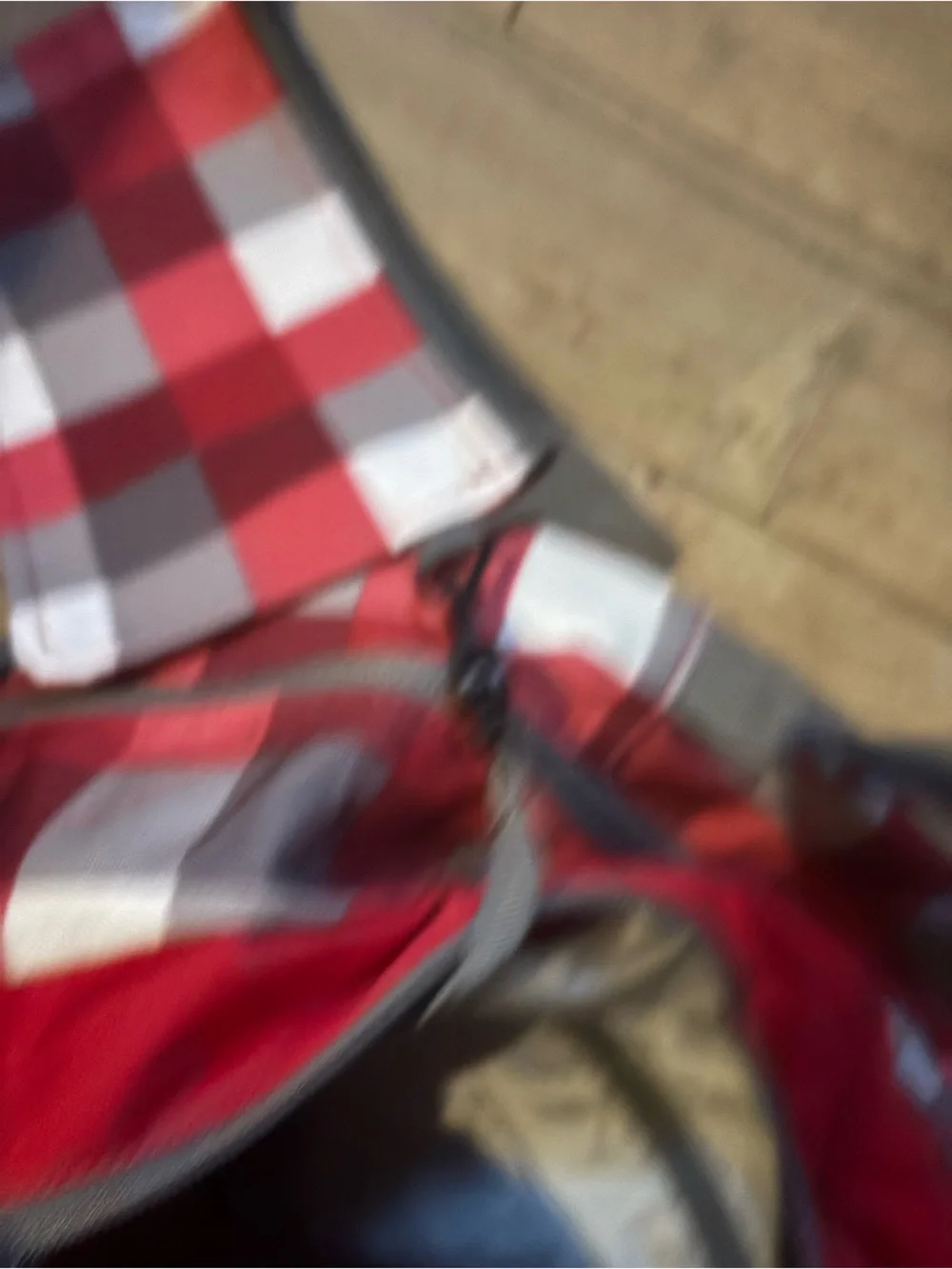 Lands' End Red and Gray Plaid Kids Backpack with Matching Lunch Bag